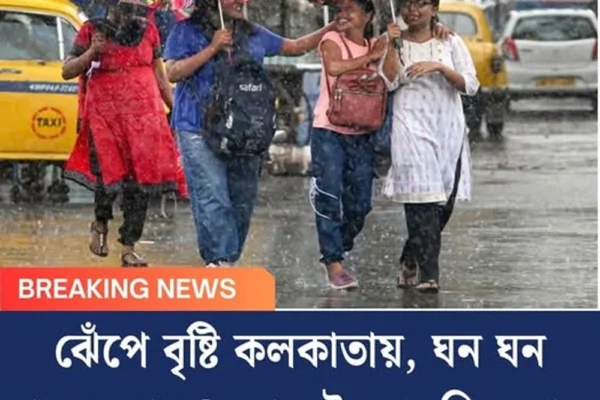 কেঁপে বৃষ্টি কলকাতায়, ঘন ঘন পড়ছে বাজ! দুপুরেই যেন দিন শেষ